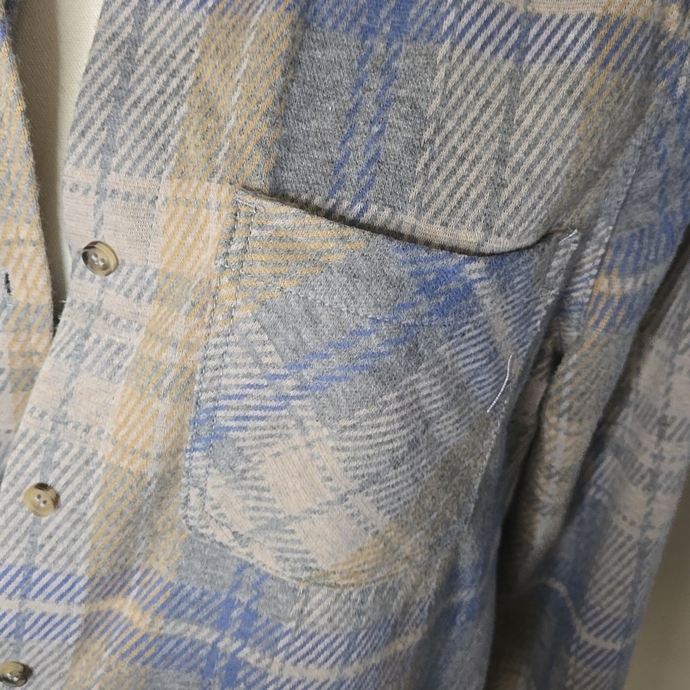 Casa Cabana Plaid Shacket – Blue Beige Grey Overshirt Medium Fall Transitional - Picture 3 of 6